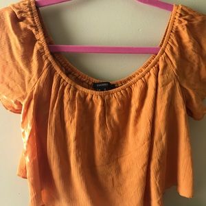 Forever 21 Yellow Crop Top Short Sleeve T-Shirt